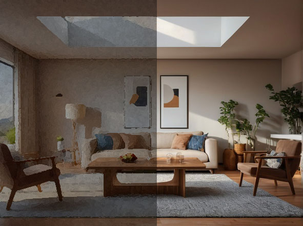 El antes y el después de pintar un piso